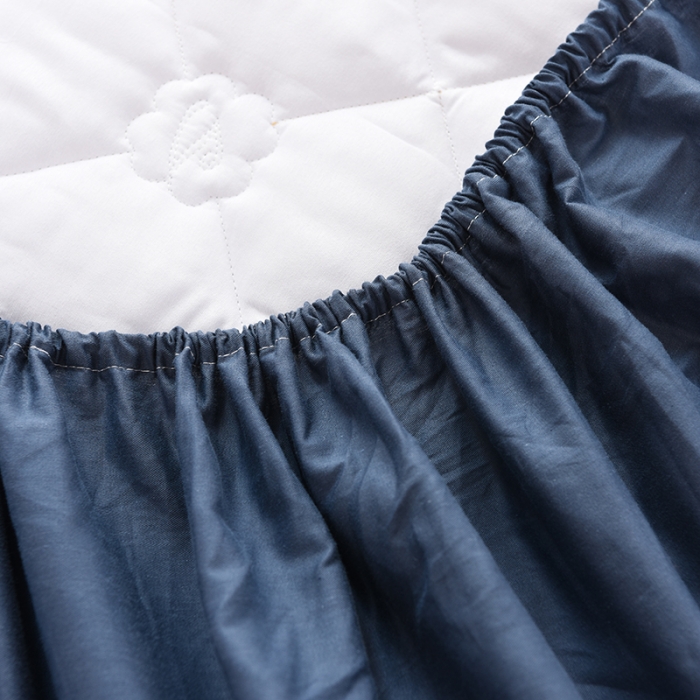 91家纺网 家纺一手货源 找家纺 豪选 2025新款全棉纯棉金绣夹棉床笠可裸睡四季款 金绣蓝灰