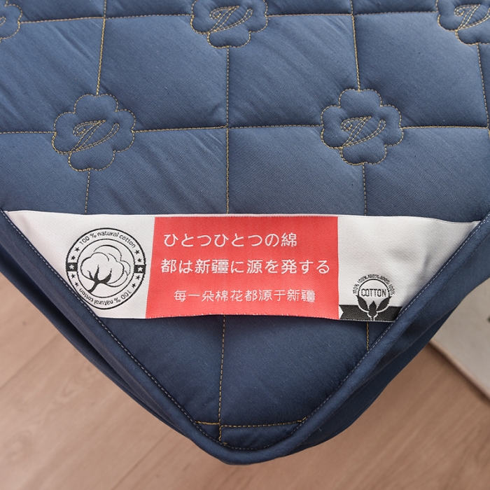 91家纺网 家纺一手货源 找家纺 豪选 2025新款全棉纯棉金绣夹棉床笠可裸睡四季款 金绣蓝灰