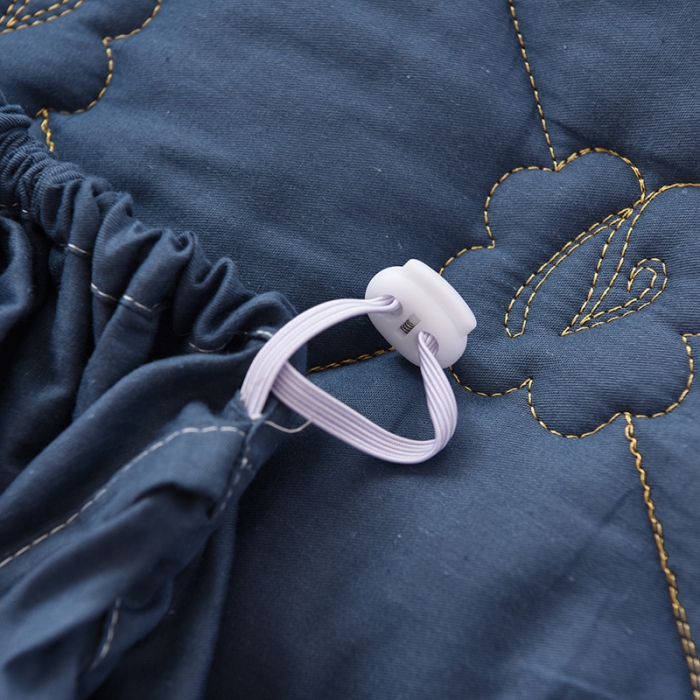 91家纺网 家纺一手货源 找家纺 豪选 2025新款全棉纯棉金绣夹棉床笠可裸睡四季款 金绣蓝灰