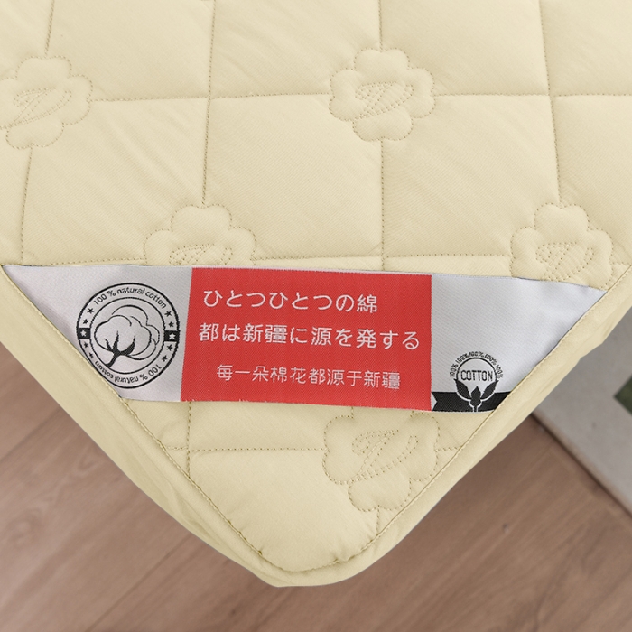 91家纺网 家纺一手货源 找家纺 豪选 2025新款全棉纯棉金绣夹棉床笠可裸睡四季款 金绣米黄