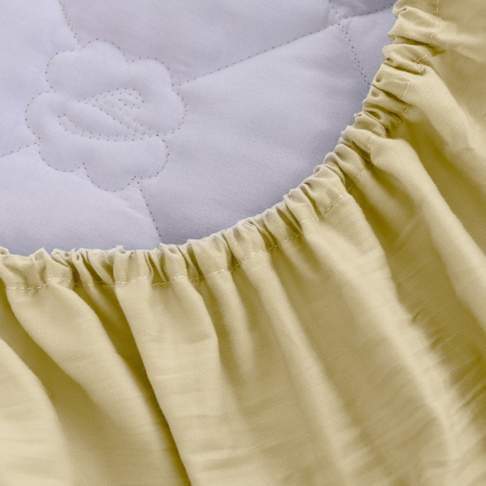 91家纺网 家纺一手货源 找家纺 豪选 2025新款全棉纯棉金绣夹棉床笠可裸睡四季款 金绣米黄