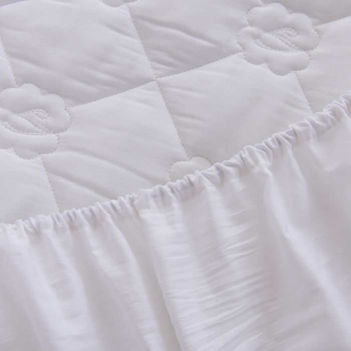 91家纺网 家纺一手货源 找家纺 豪选 2025新款全棉纯棉金绣夹棉床笠可裸睡四季款金绣珍珠白