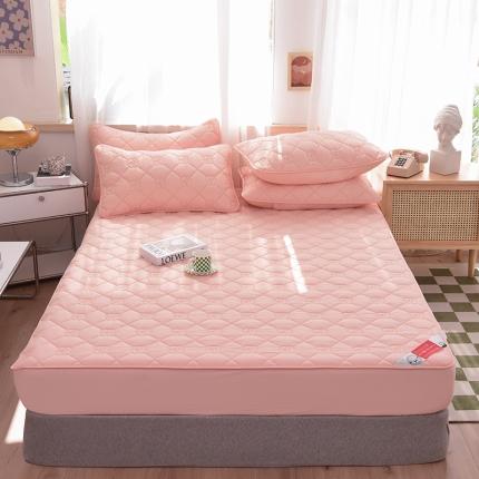 91家纺网 家纺一手货源 找家纺 豪选 2025新款全棉纯棉金绣夹棉床笠可裸睡四季款金绣粉桃玉