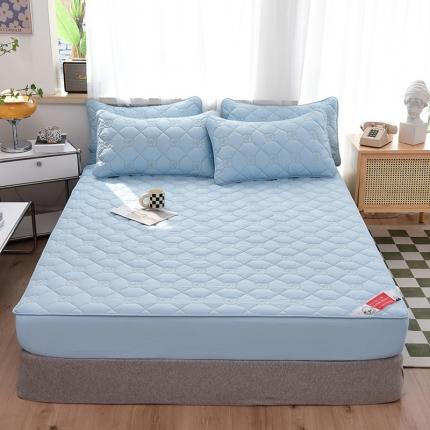 91家纺网 家纺一手货源 找家纺 豪选 2025新款全棉纯棉金绣夹棉床笠可裸睡四季款金绣星空蓝