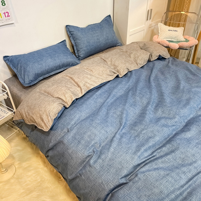 91家纺网 家纺一手货源 找家纺 赫然家纺 新款舒适柔软亲肤爆款芦荟棉四件套货源充足可可-蓝灰
