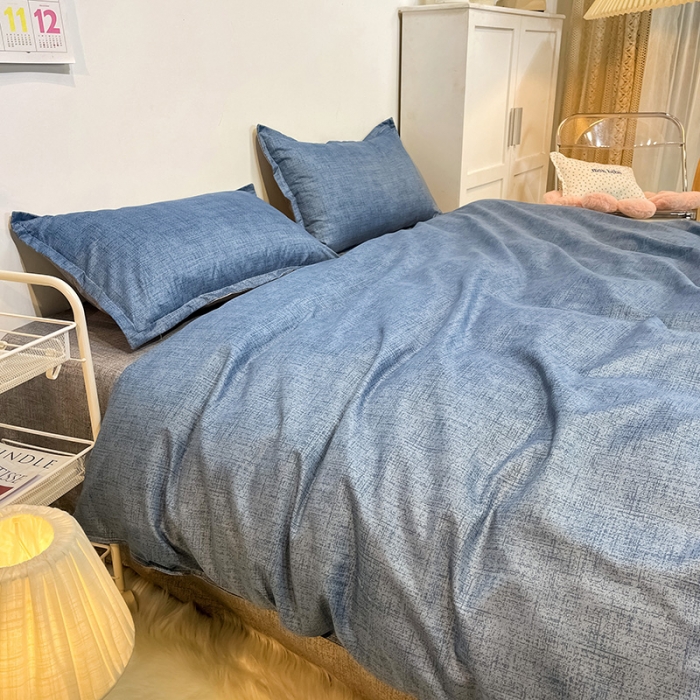 91家纺网 家纺一手货源 找家纺 赫然家纺 新款舒适柔软亲肤爆款芦荟棉四件套货源充足可可-蓝灰