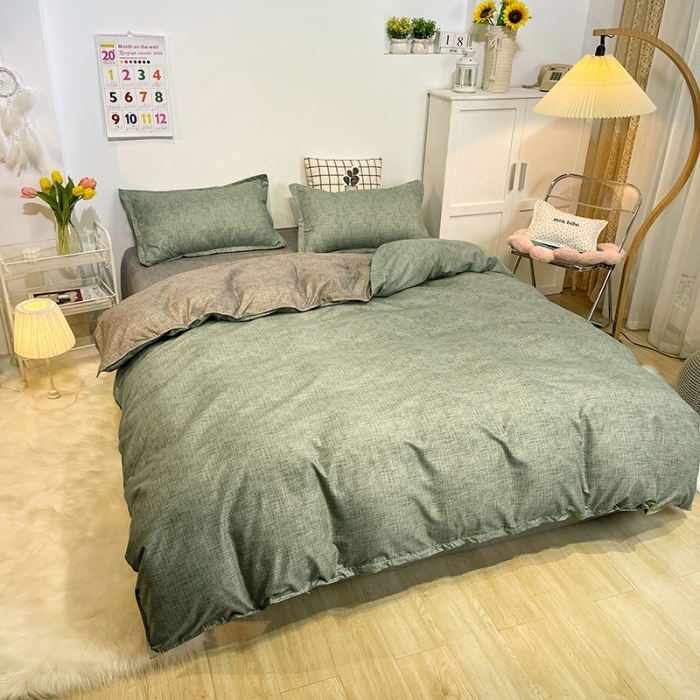 91家纺网 家纺一手货源 找家纺 赫然家纺 新款舒适柔软亲肤爆款芦荟棉四件套货源充足可可-浅绿