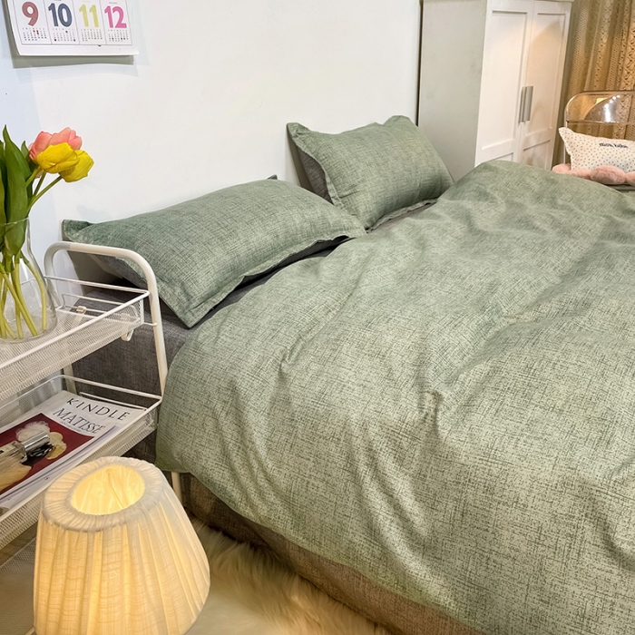 91家纺网 家纺一手货源 找家纺 赫然家纺 新款舒适柔软亲肤爆款芦荟棉四件套货源充足可可-浅绿