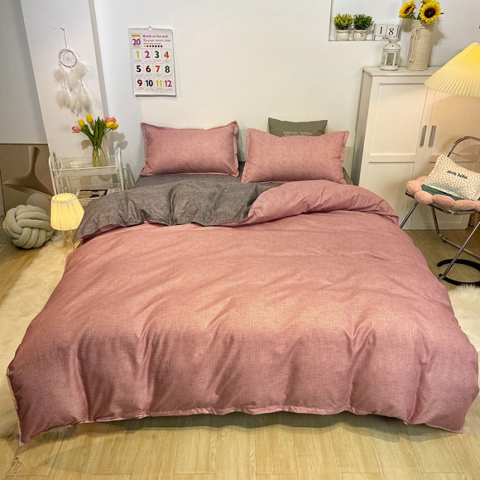 91家纺网 家纺一手货源 找家纺 赫然家纺 新款舒适柔软亲肤爆款芦荟棉四件套货源充足可可-杏色