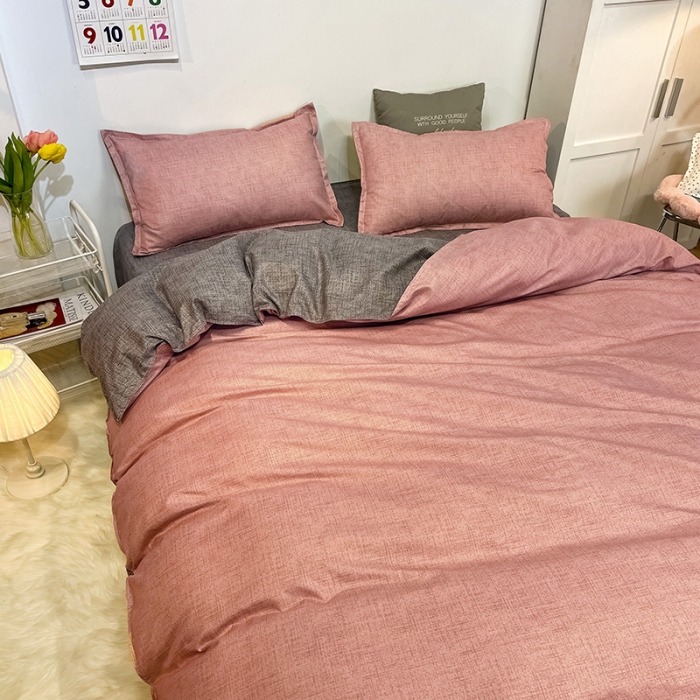 91家纺网 家纺一手货源 找家纺 赫然家纺 新款舒适柔软亲肤爆款芦荟棉四件套货源充足可可-杏色