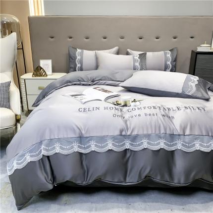 91家纺网 家纺一手货源 找家纺 （总）首尔家纺 2024新款水洗真丝蕾丝系列刺绣四件套