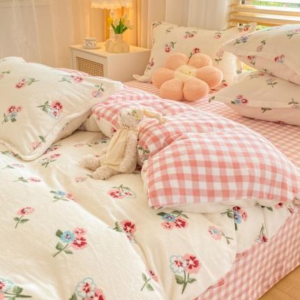 91家纺网 家纺一手货源 找家纺 川悦生活 2021新款牛奶绒四件套 花之物语