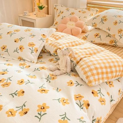 91家纺网 家纺一手货源 找家纺 川悦生活 2021新款牛奶绒四件套 炫丽小花