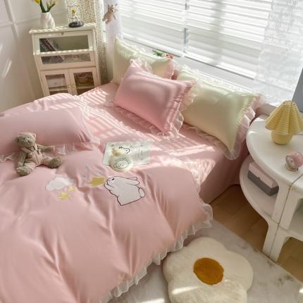 91家纺网 家纺一手货源 找家纺 （总）二八年华 2023新款水洗棉花边刺绣四件套