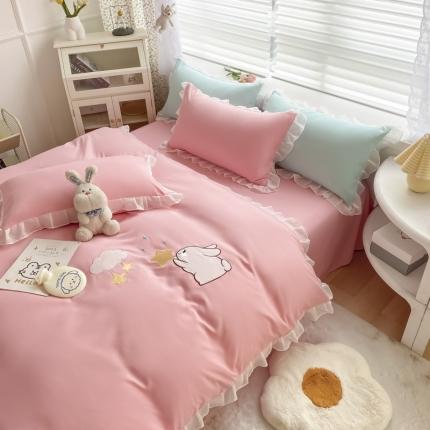 91家纺网 家纺一手货源 找家纺 （总）二八年华 2023新款水洗棉花边刺绣四件套