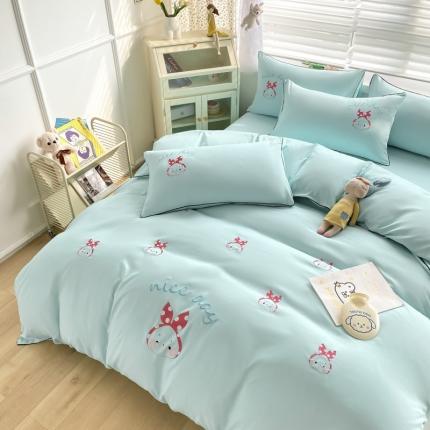 91家纺网 家纺一手货源 找家纺 （总）二八年华 2023新款水洗棉花边刺绣四件套