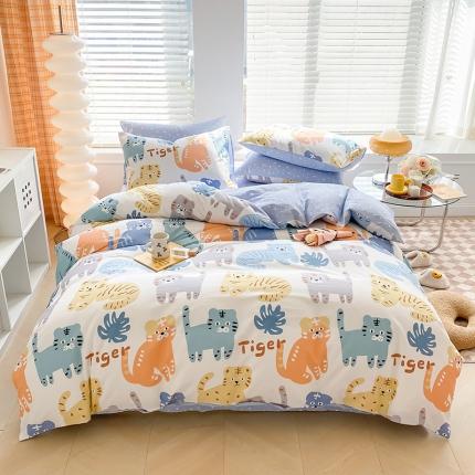 91家纺网 家纺一手货源 找家纺 （总）呗旺鹿2022年13070全棉纯棉印花纽扣款四件套直播