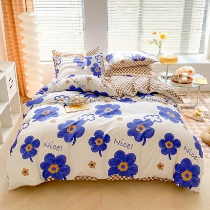 91家纺网 家纺一手货源 找家纺 （总）呗旺鹿2022年13070全棉纯棉印花纽扣款四件套直播