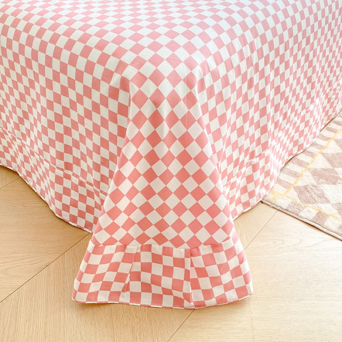 91家纺网 家纺一手货源 找家纺 2022年新13070全棉纯棉印花纽扣款四件套直播 后花园粉