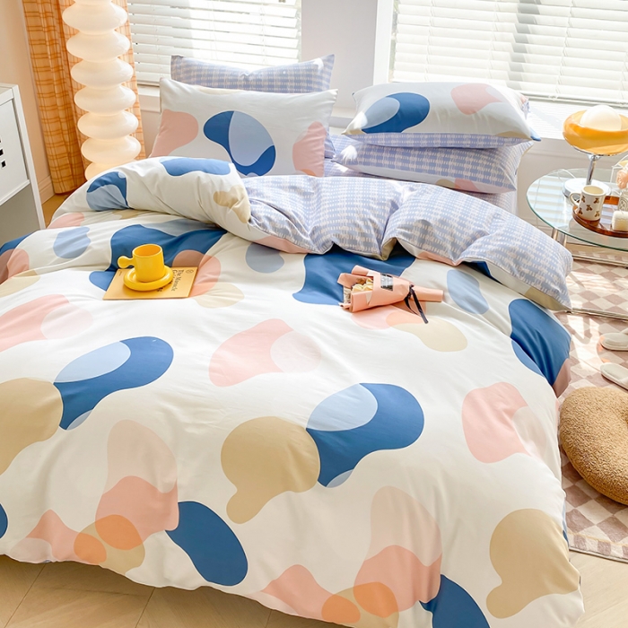 91家纺网 家纺一手货源 找家纺 2022年新款13070全棉纯棉印花纽扣款四件套直播 西蒙