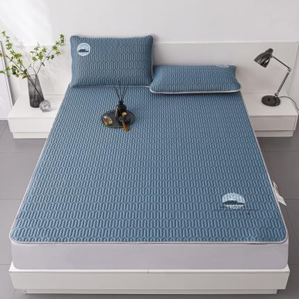 91家纺网 家纺一手货源 找家纺 好眠好梦2023新款A类乳胶凉席-富士山系列床单款 宾利蓝