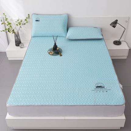 91家纺网 家纺一手货源 找家纺 好眠好梦2023新款A类乳胶凉席-富士山系列床单款 天空蓝