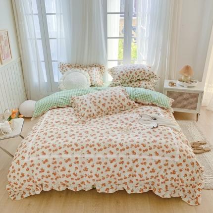 眠屿 2022新款全棉小碎花法式花边四件套 硕果