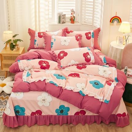 91家纺网 家纺一手货源 找家纺 艺玲 2022新款韩版澳绒床裙四件套 欢乐颂