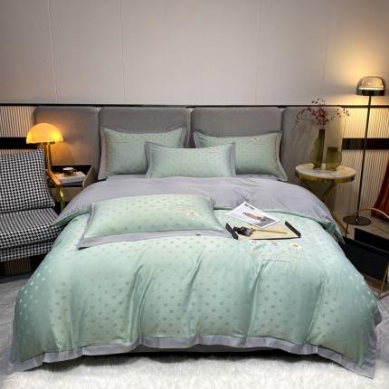 91家纺网 家纺一手货源 找家纺 （总）苹果星 2022新款贡缎提花刺绣四件套-艾弗里