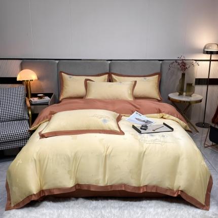 91家纺网 家纺一手货源 找家纺 （总）苹果星 2022新款贡缎提花刺绣四件套-艾弗里