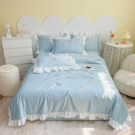 91家纺网 家纺一手货源 找家纺 （总）苹果星140支贡缎水洗天丝真丝棉公主风绣花夏被