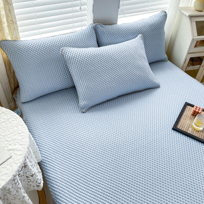 91家纺网 家纺一手货源 找家纺 青竹苑 2022新款凉感冰豆豆席床笠款 天蓝