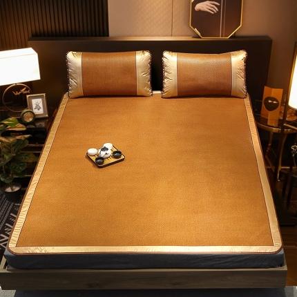 91家纺网 家纺一手货源 找家纺 航途席业 2025新款全包芯双面印尼藤席 深咖