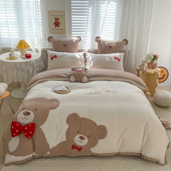 91家纺网 家纺一手货源 找家纺 (总) 棉生活 2022春夏新品全棉色织水洗棉—情侣熊仔