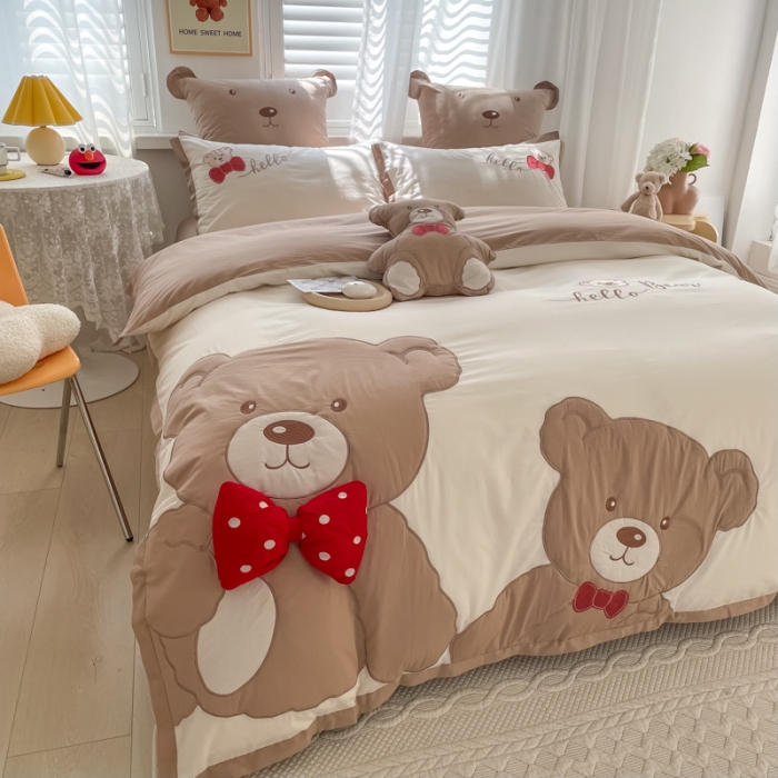 91家纺网 家纺一手货源 找家纺 (总) 棉生活 2022春夏新品全棉色织水洗棉—情侣熊仔