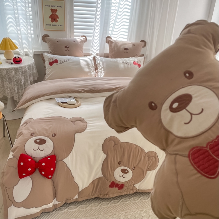 91家纺网 家纺一手货源 找家纺 (总) 棉生活 2022春夏新品全棉色织水洗棉—情侣熊仔