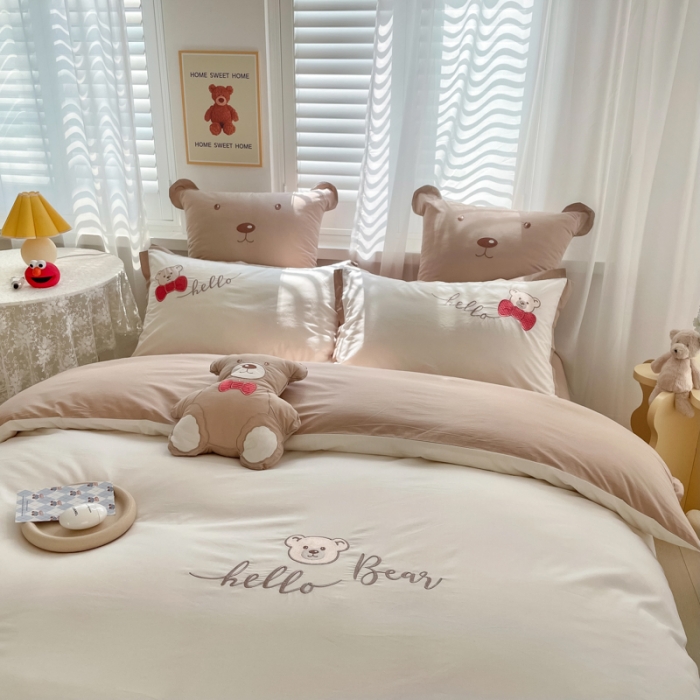 91家纺网 家纺一手货源 找家纺 (总) 棉生活 2022春夏新品全棉色织水洗棉—情侣熊仔