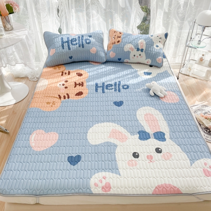 91家纺网 家纺一手货源 找家纺 慕尚 2025新款大版乳胶凉席 hello老虎