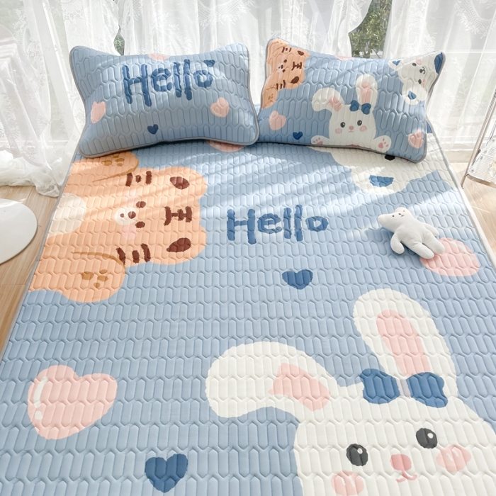 91家纺网 家纺一手货源 找家纺 慕尚 2025新款大版乳胶凉席 hello老虎