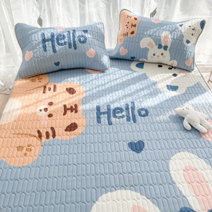 91家纺网 家纺一手货源 找家纺 慕尚 2025新款大版乳胶凉席 hello老虎