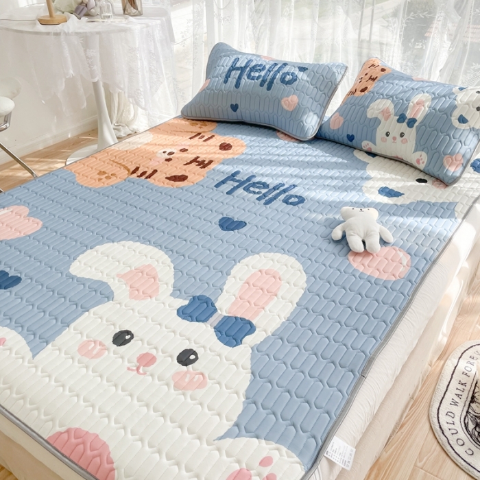 91家纺网 家纺一手货源 找家纺 慕尚 2025新款大版乳胶凉席 hello老虎