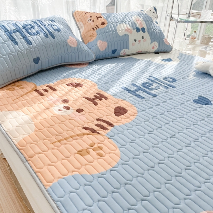 91家纺网 家纺一手货源 找家纺 慕尚 2025新款大版乳胶凉席 hello老虎