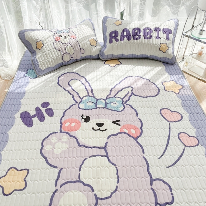 91家纺网 家纺一手货源 找家纺 慕尚 2025新款大版乳胶凉席 爱心兔