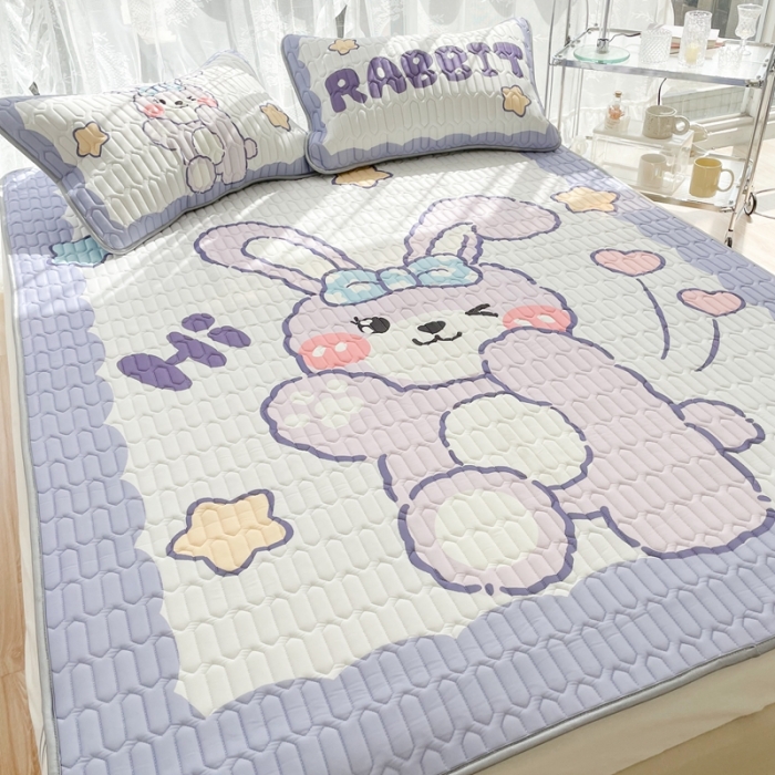 91家纺网 家纺一手货源 找家纺 慕尚 2025新款大版乳胶凉席 爱心兔