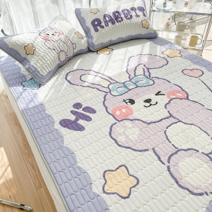 91家纺网 家纺一手货源 找家纺 慕尚 2025新款大版乳胶凉席 爱心兔