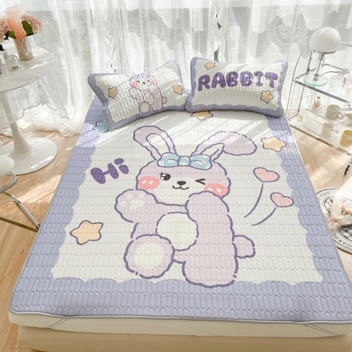 91家纺网 家纺一手货源 找家纺 慕尚 2025新款大版乳胶凉席 爱心兔