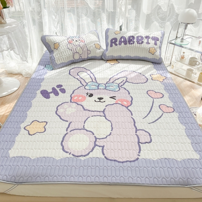 91家纺网 家纺一手货源 找家纺 慕尚 2025新款大版乳胶凉席 爱心兔