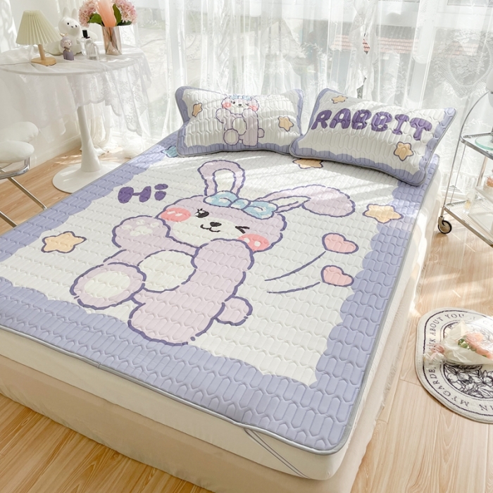 91家纺网 家纺一手货源 找家纺 慕尚 2025新款大版乳胶凉席 爱心兔