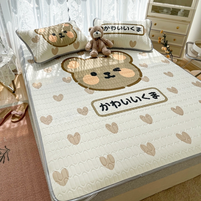 91家纺网 家纺一手货源 找家纺 慕尚 2025新款大版乳胶凉席 爱心小熊