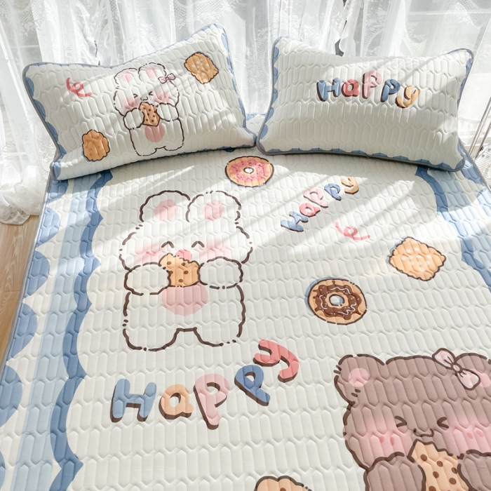 91家纺网 家纺一手货源 找家纺 慕尚 2025新款大版乳胶凉席 吃货熊宝